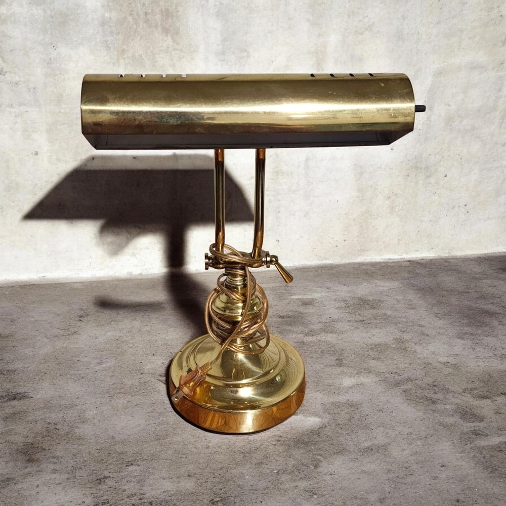 VTG Brass Bankers Lamp Piano Desk Light Adjustable Art Deco Office Mid Century